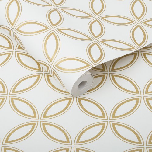 Graham & Brown Eternity White & Gold Wallpaper Roll