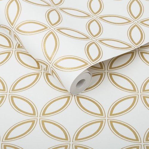 Graham & Brown Eternity White & Gold Wallpaper Roll