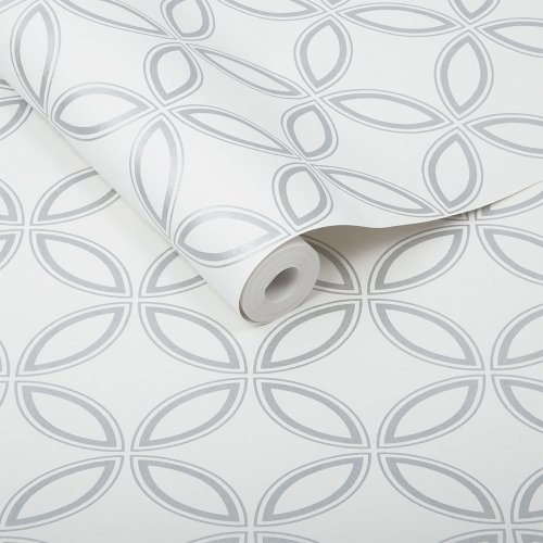 Graham & Brown Eternity White & Silver Wallpaper Roll