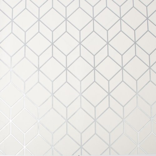 Superfresco Easy Myrtle Geo White & Silver Wallpaper 104121