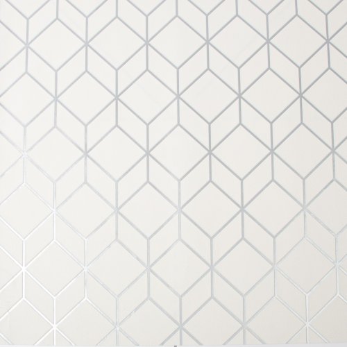 Superfresco Easy Myrtle Geo White & Silver Wallpaper 104121