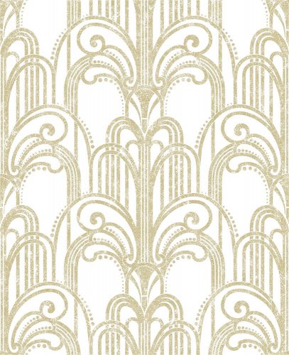 Graham & Brown Art Deco Gold & Pearl Wallpaper