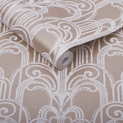 Graham & Brown Art Deco Rose Gold Wallpaper Roll