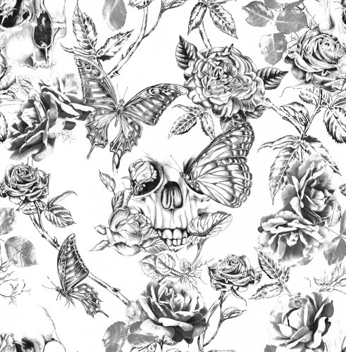 Graham & Brown Skull Roses Wallpaper
