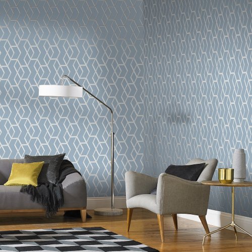 Graham & Brown Archetype Blue & Silver Wallpaper 104733