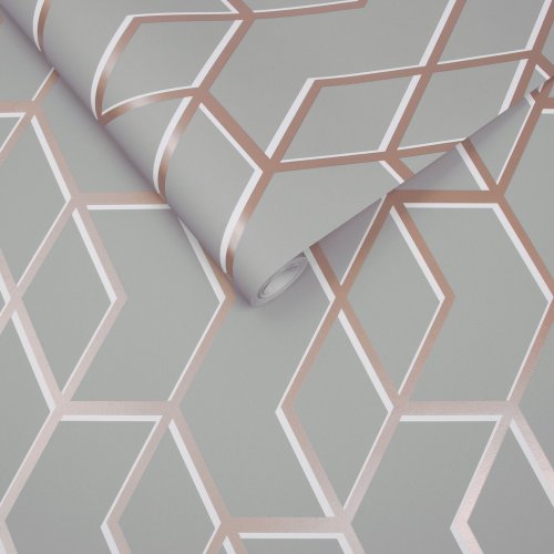 Graham & Brown Archetype Grey & Rose Gold Wallpaper 104734