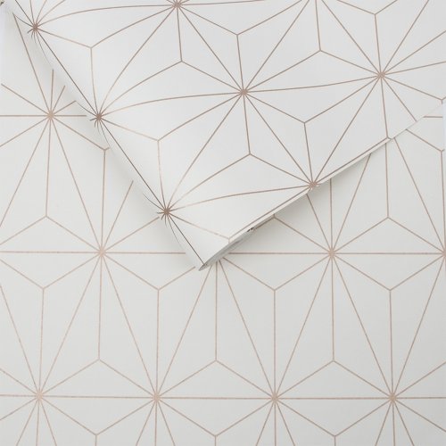 Graham & Brown Prism White / Rose Gold Wallpaper 104737