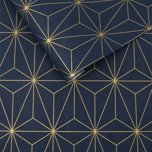 Graham & Brown Prism Navy Wallpaper 104742