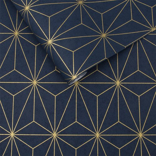 Graham & Brown Prism Navy Wallpaper 104742