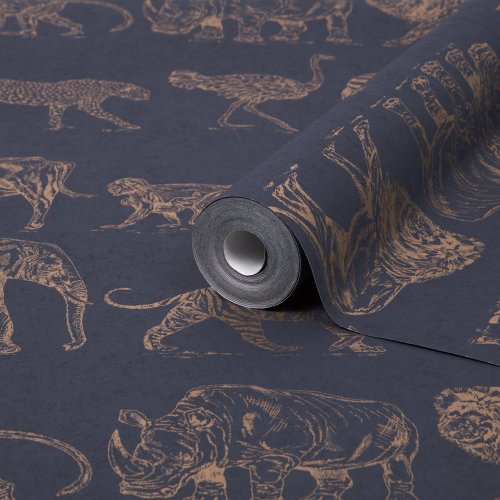 Graham & Brown Safari Midnight and Rose Gold Wallpaper 104893