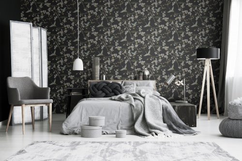 Graham & Brown Japan Black and Green Wallpaper 105984