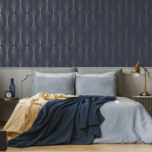 Elle Gaby Diam Blue Gold Wallpaper