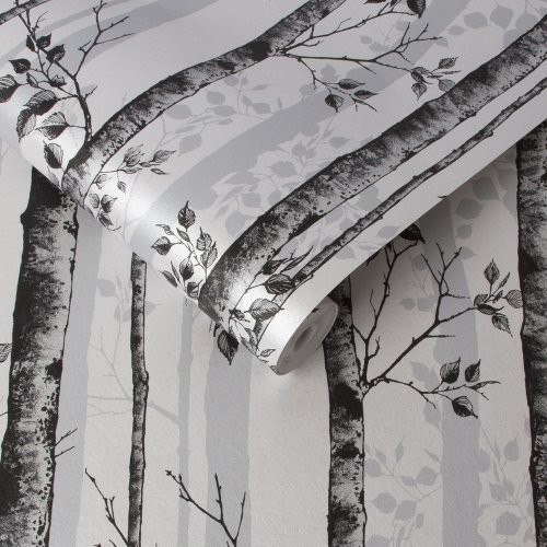 Graham & Brown Albero Black & White Wallpaper Roll