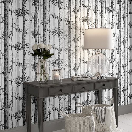 Graham & Brown Albero Black & White Wallpaper Room Shot