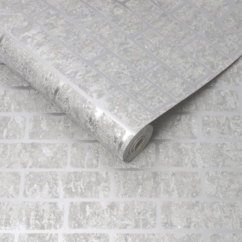 Superfresco Milan Brick Silver Wallpaper 106523