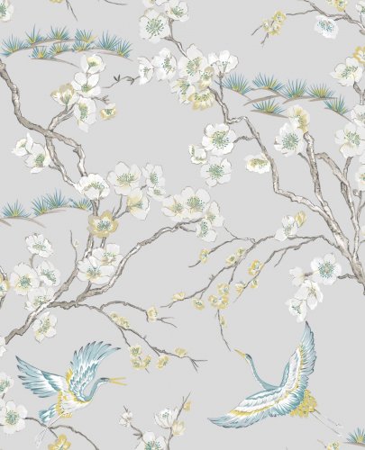 Graham & Brown Japan Grey Blue Wallpaper Long