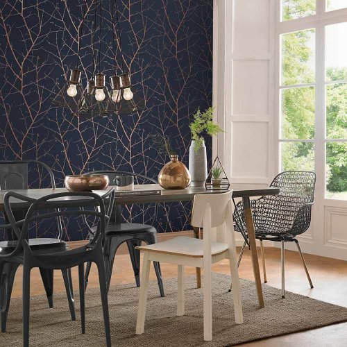 Graham & Brown Boreas Midnight Wallpaper Room