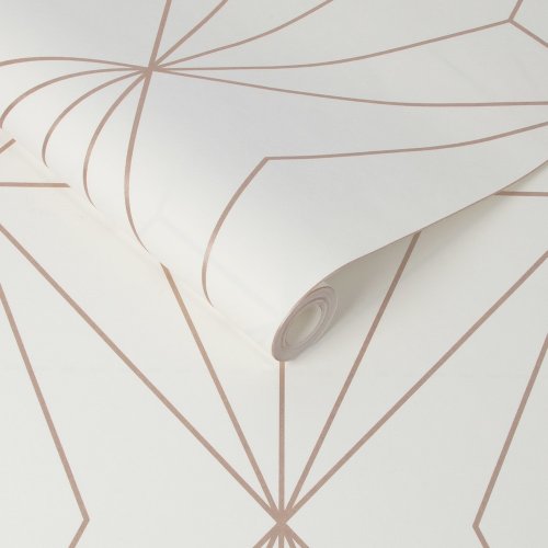 Graham & Brown Harmony White and Rose Gold Wallpaper Roll