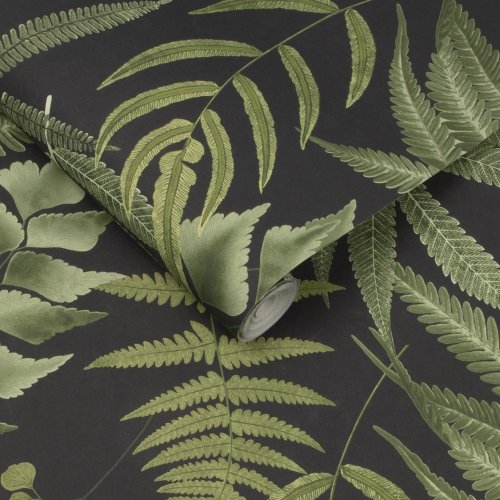 Graham & Brown Midsummer Fern Black Wallpaper Roll