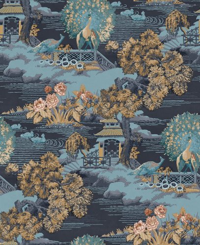 Graham & Brown Edo Toile Navy Wallpaper