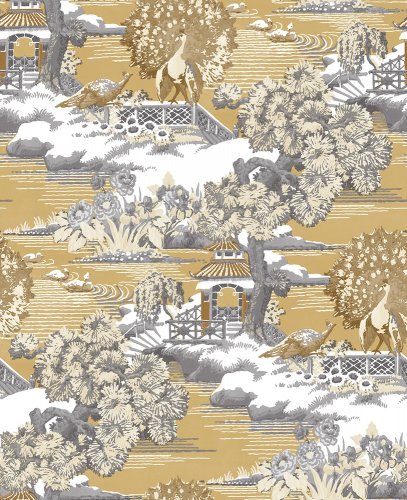 Graham & Brown Edo Toile Mustard Wallpaper