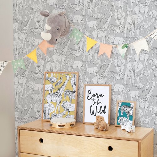 Superfresco Easy Jungle Animals Grey Wallpaper