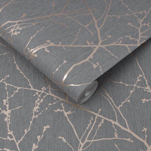 Superfresco Easy Innocence Copper Charcoal Wallpaper Roll