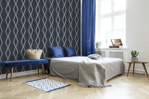 Superfresco Easy Prestige Geo Navy Wallpaper 108622