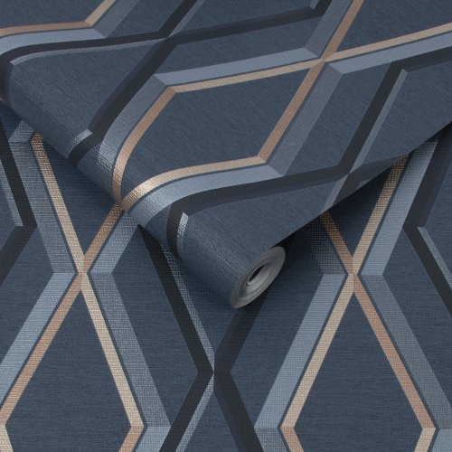 Superfresco Easy Prestige Geo Navy Wallpaper 108622