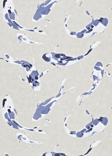 Harlequin Koi Indigo Wallpaper Long