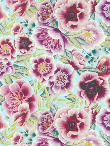 Harlequin X Diane Hill Marsha Aqua / Peony & Magenta Wallpaper Long