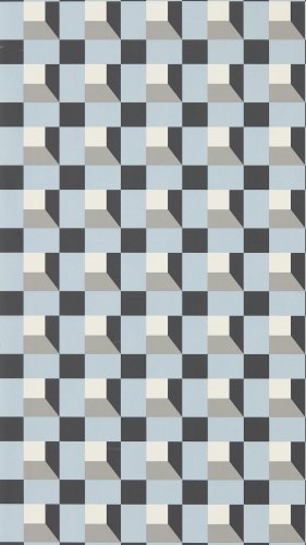 Harlequin Blocks Corn Flower / Black Earth / Sketched Wallpaper Long