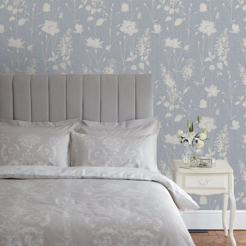 Laura Ashley Dragonfly Garden Chalk Blue Wallpaper 113343