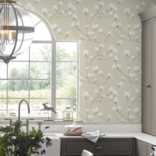 Laura Ashley Magnolia Grove Natural Wallpaper 113353