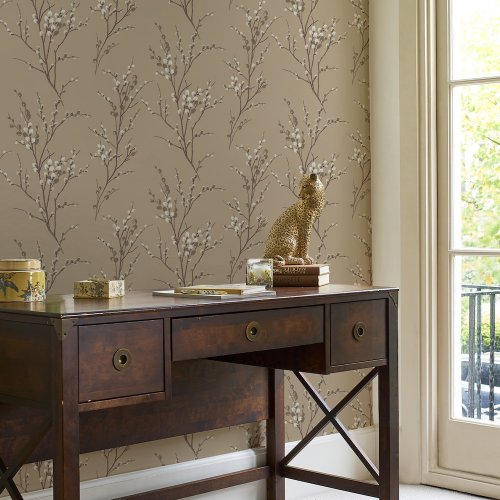 Laura Ashley Pussy Willow Natural Wallpaper 113358