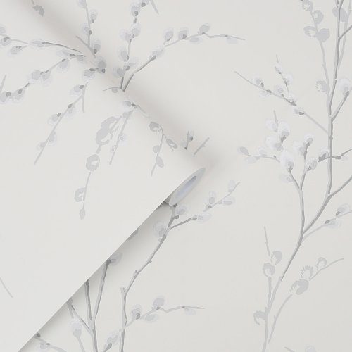 Laura Ashley Pussy Willow Off White/Steel Wallpaper 113359