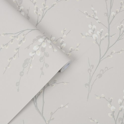 Soft grey floral design on Pussy Willow Dove Grey Wallpaper