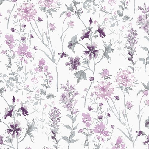 Laura Ashley Wild Meadow Pale Iris Wallpaper with delicate flowers