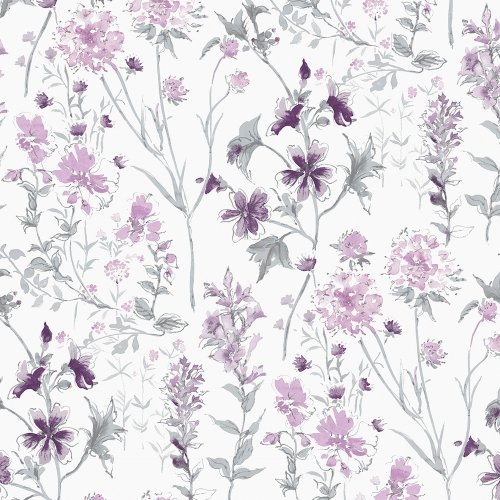 Laura Ashley Wild Meadow Pale Iris Wallpaper 113362