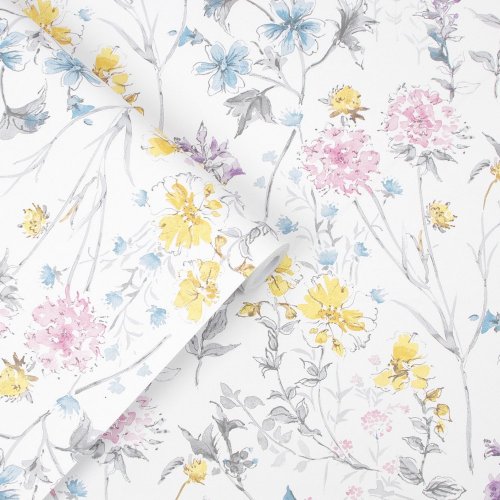 British wildflowers pattern on Laura Ashley wallpaper