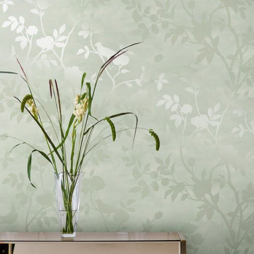 Laura Ashley Eglantine Silhouette Eau de Nil Wallpaper 113373