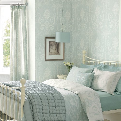 Laura Ashley Josette Duck Egg Wallpaper 113380