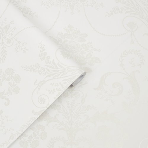 Laura Ashley Josette White Wallpaper 113382