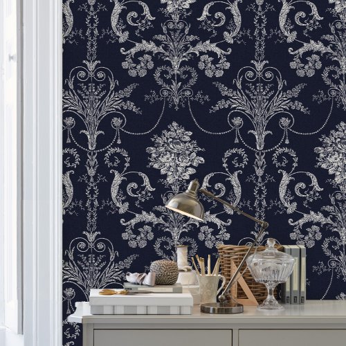 Laura Ashley Josette Midnight Wallpaper 113386