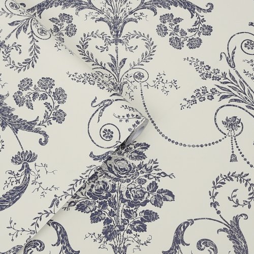 Laura Ashley Josette Off White/Midnight Wallpaper 113387