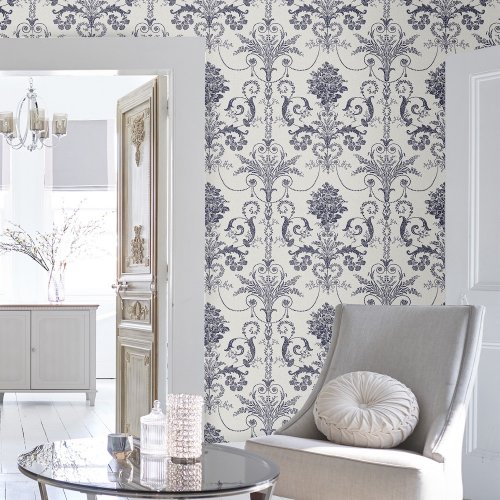 Elegant damask pattern on Laura Ashley Josette wallpaper