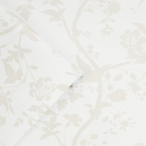 Laura Ashley Oriental Garden Pearlescent White Wallpaper Roll