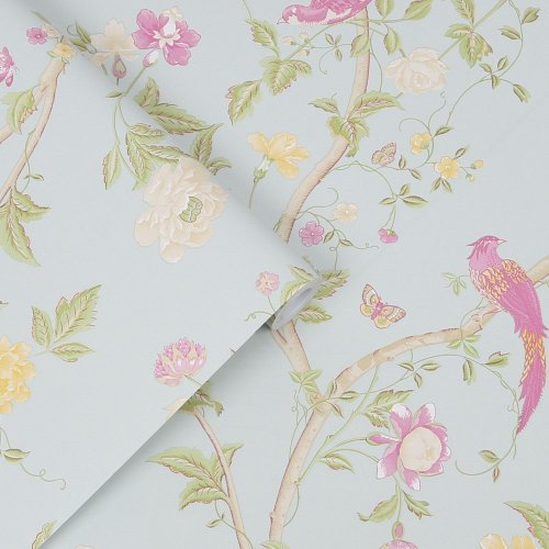 Laura Ashley Summer Palace Duck Egg Wallpaper 113392