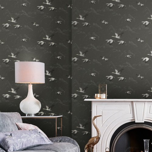 Laura Ashley Animalia Dark Steel Wallpaper 113393