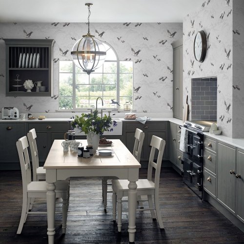 Laura Ashley Animalia Silver Wallpaper 113394